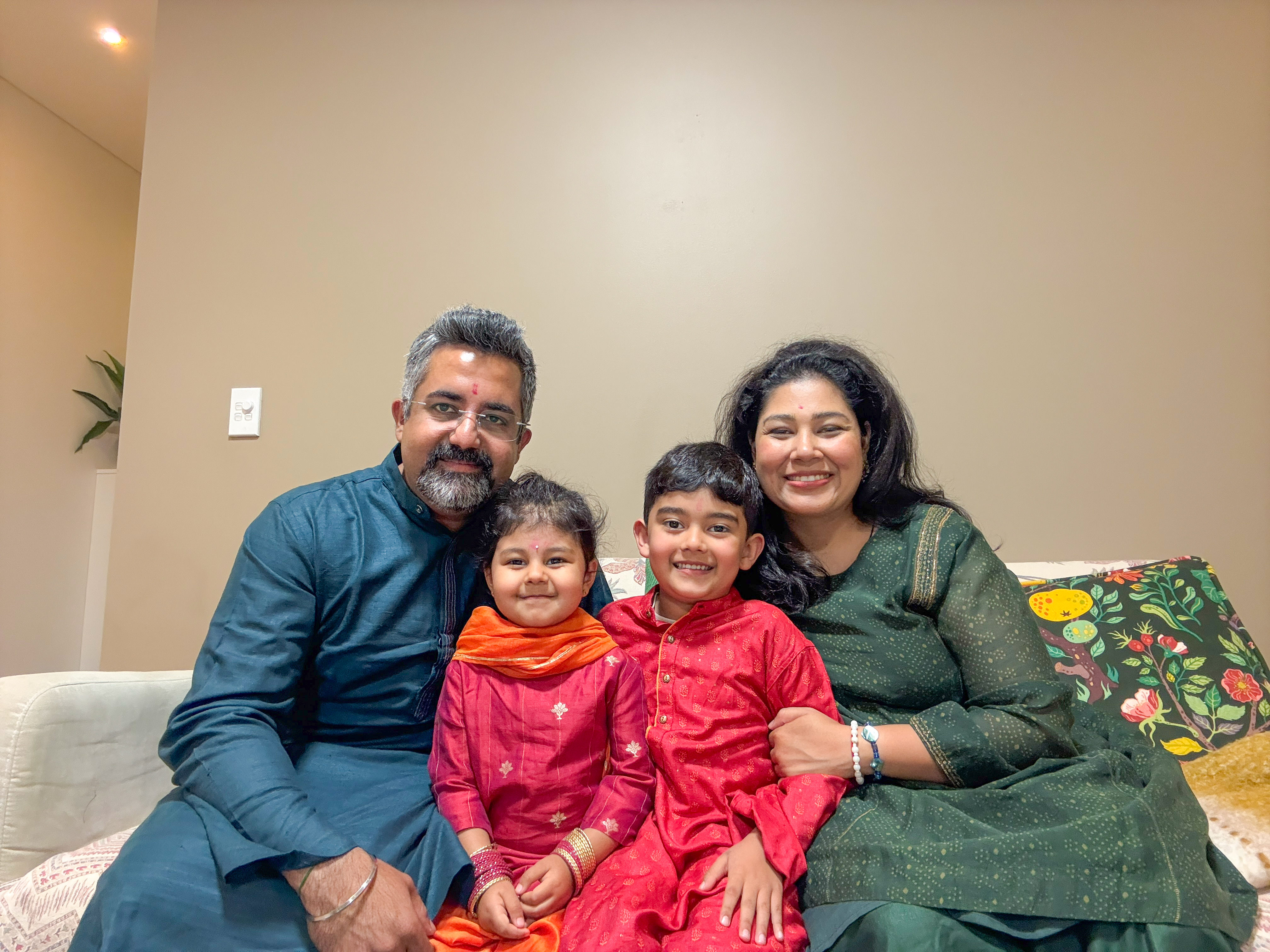 Mehr and her brother Agastya with their family